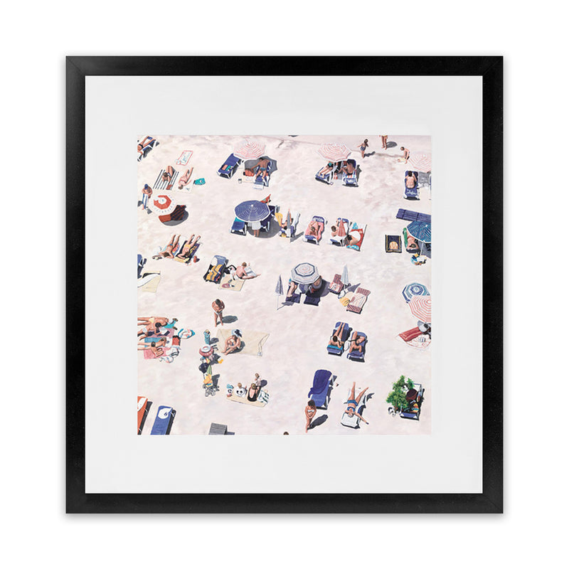 Shop Beach Bathers (Square) Art Print-Coastal, Neutrals, People, Pink, Square, Tropical, View All-framed painted poster wall decor artwork