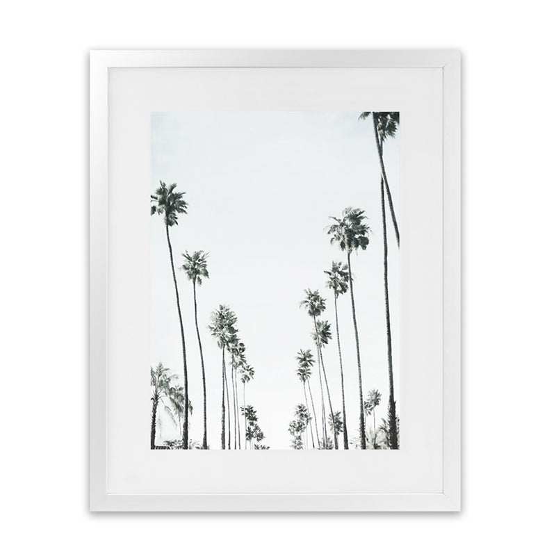 Shop California Palms II Art Print-Botanicals, Coastal, Green, Portrait, Tropical, View All, White-framed painted poster wall decor artwork