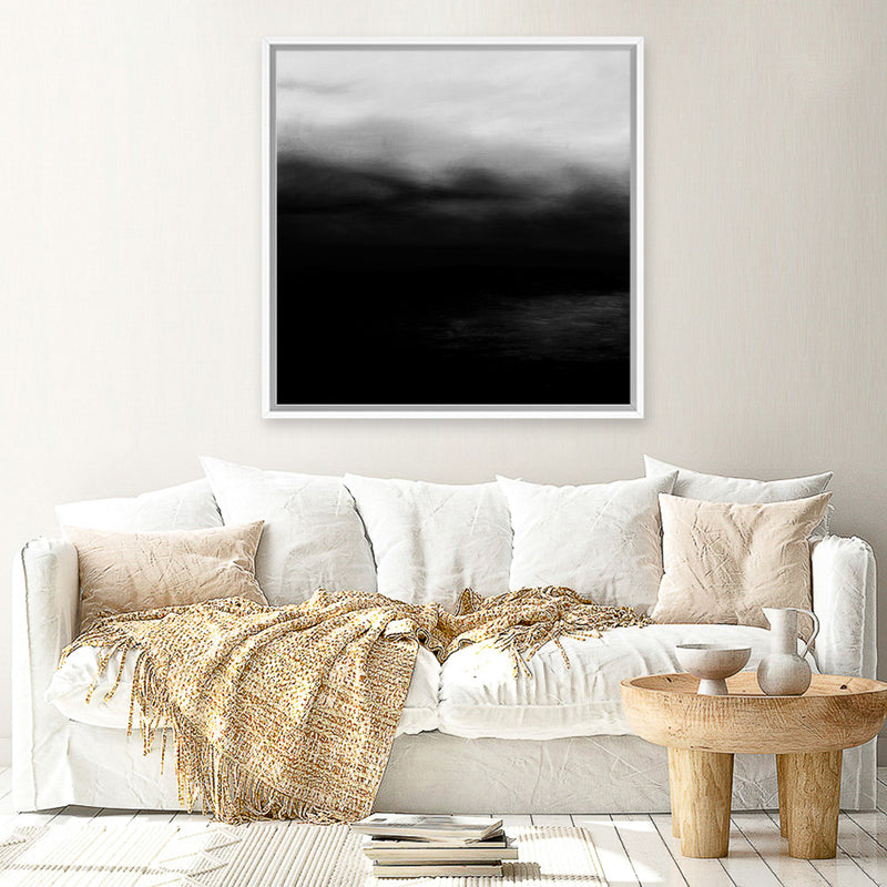 Shop Monochrome Horizon (Square) Canvas Art Print-Abstract, Black, Scandinavian, Square, View All-framed wall decor artwork
