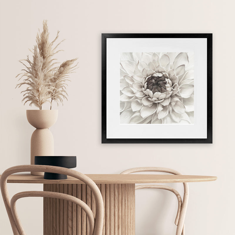 Shop Divine Dahlia III (Square) Art Print-Botanicals, Florals, Hamptons, Square, View All, White-framed painted poster wall decor artwork