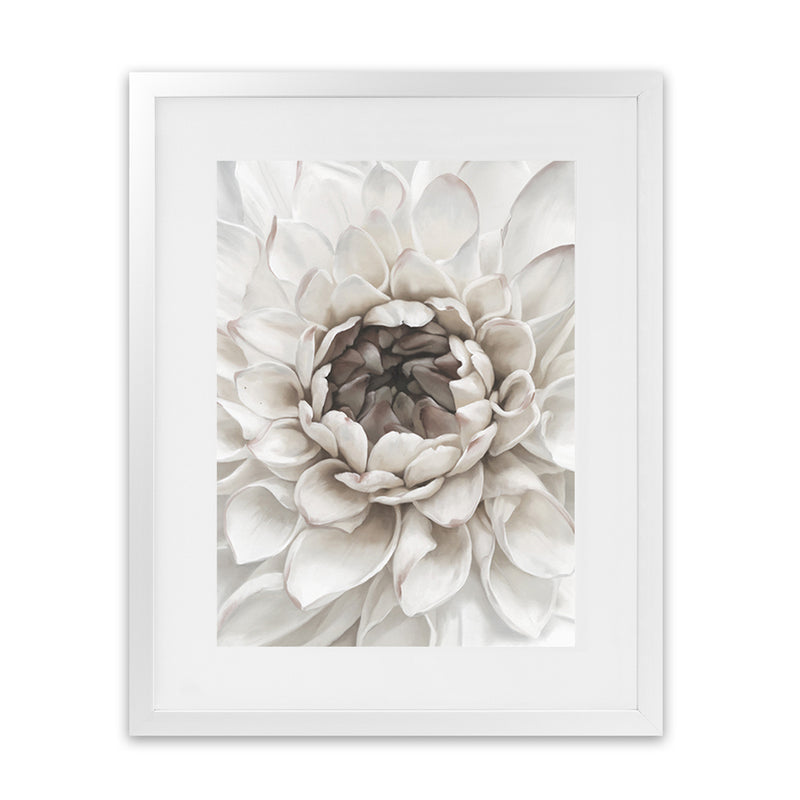 Shop Divine Dahlia III Art Print-Botanicals, Florals, Hamptons, Portrait, View All, White-framed painted poster wall decor artwork