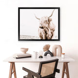 Shop Lone Highland Cow Photo Art Print-Animals, Horizontal, Landscape, Neutrals, Photography, Rectangle, View All-framed poster wall decor artwork