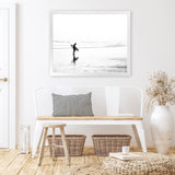 Shop Lone Surfer Photo Art Print-Coastal, Horizontal, Landscape, People, Photography, Rectangle, View All, White-framed poster wall decor artwork