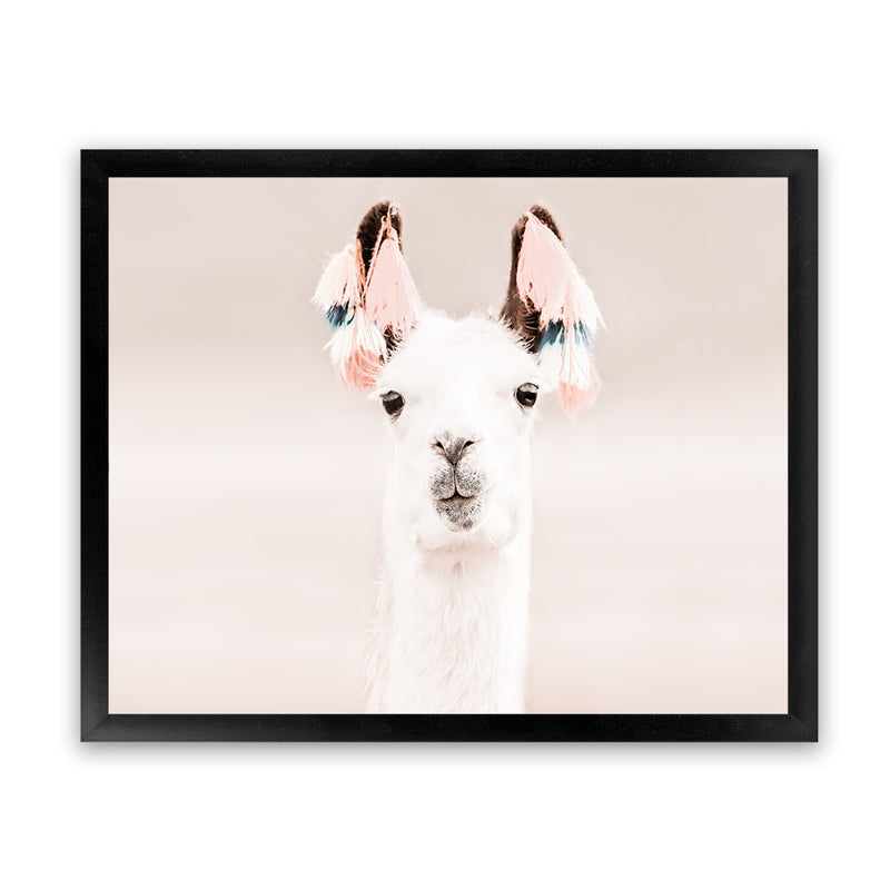 Shop Llama Photo Art Print-Animals, Baby Nursery, Horizontal, Landscape, Neutrals, Photography, Pink, Rectangle, View All-framed poster wall decor artwork