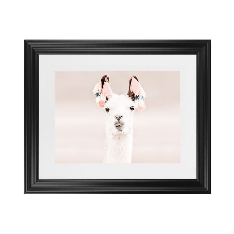 Shop Llama Photo Art Print-Animals, Baby Nursery, Horizontal, Landscape, Neutrals, Photography, Pink, Rectangle, View All-framed poster wall decor artwork