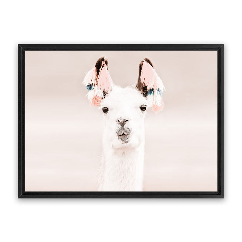 Shop Llama Photo Canvas Art Print-Animals, Baby Nursery, Horizontal, Landscape, Neutrals, Photography, Photography Canvas Prints, Pink, Rectangle, View All-framed wall decor artwork