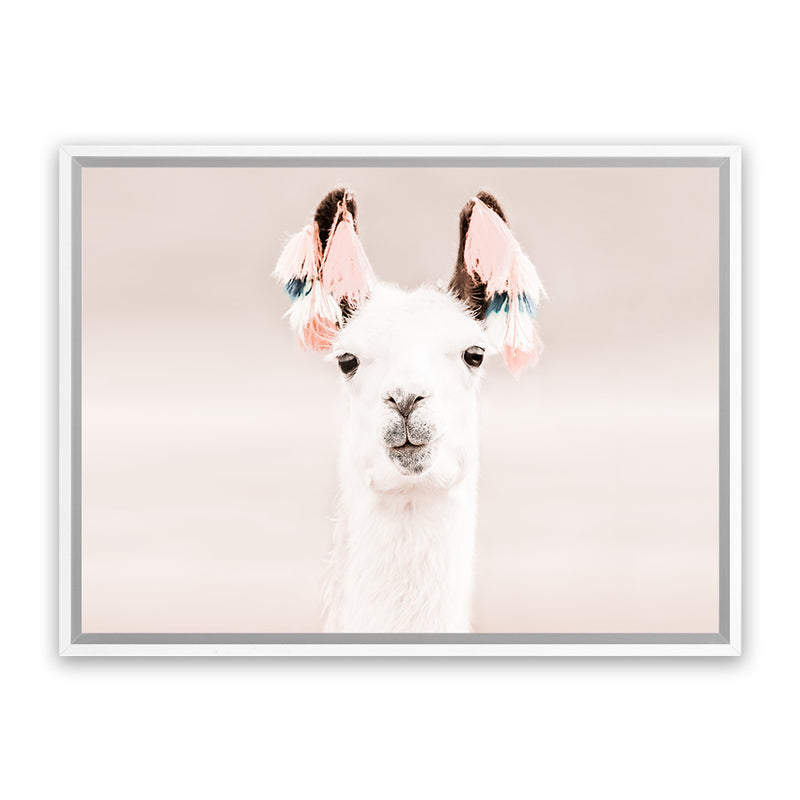 Shop Llama Photo Canvas Art Print-Animals, Baby Nursery, Horizontal, Landscape, Neutrals, Photography, Photography Canvas Prints, Pink, Rectangle, View All-framed wall decor artwork