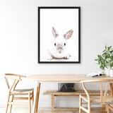 Shop White Bunny Photo Canvas Art Print-Animals, Baby Nursery, Photography, Photography Canvas Prints, Portrait, Rectangle, View All, White-framed wall decor artwork