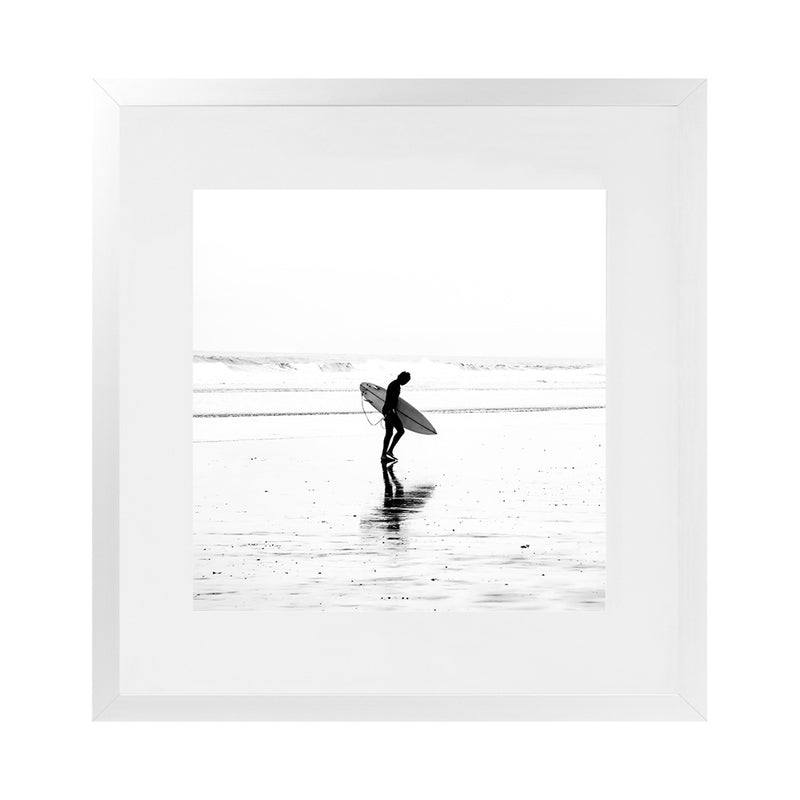 Shop Lone Surfer (Square) Photo Art Print-Coastal, People, Photography, Square, View All, White-framed poster wall decor artwork