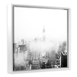 Shop New York Fog (Square) Photo Canvas Art Print-Black, Grey, Photography Canvas Prints, Square, View All, White-framed wall decor artwork