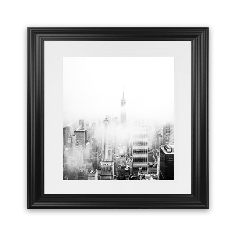 Shop New York Fog (Square) Photo Art Print-Black, Grey, Photography, Square, View All, White-framed poster wall decor artwork