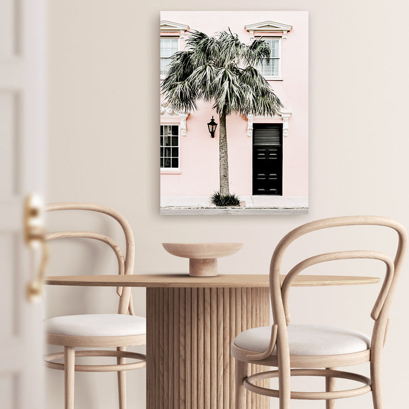 Shop Palm House I Photo Canvas Art Print-Boho, Botanicals, Green, Photography, Photography Canvas Prints, Pink, Portrait, Tropical, View All-framed wall decor artwork