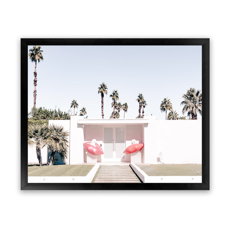 Shop Palm Springs Pink Door Photo Art Print-Boho, Green, Landscape, Photography, Pink, Tropical, View All-framed poster wall decor artwork