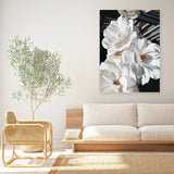 Shop Springtime Blooms Canvas Art Print-Black, Florals, Hamptons, Portrait, View All, White-framed wall decor artwork