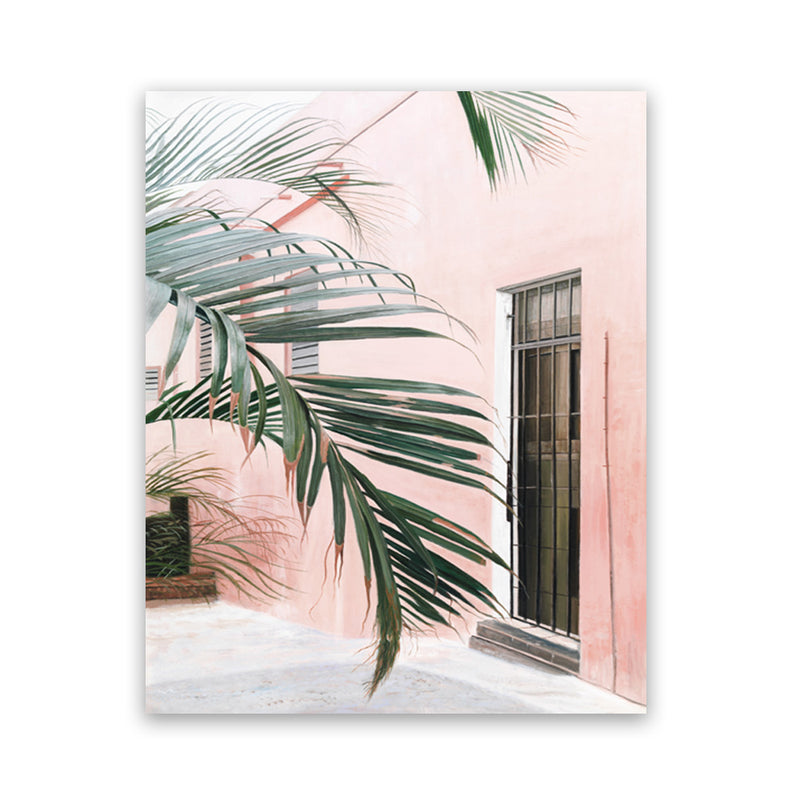 Shop Palm Doorway I Art Print-Boho, Coastal, Green, Pink, Portrait, Tropical, View All-framed painted poster wall decor artwork