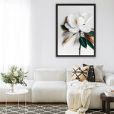 Shop White Magnolia I Canvas Art Print-Florals, Hamptons, Portrait, View All, White-framed wall decor artwork
