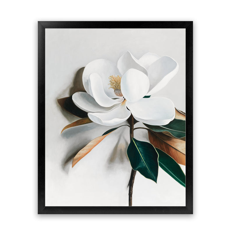 Shop White Magnolia I Art Print-Florals, Hamptons, Portrait, View All, White-framed painted poster wall decor artwork