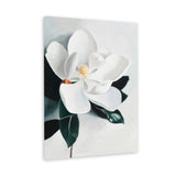 Shop White Magnolia II Canvas Art Print-Florals, Green, Hamptons, Portrait, View All, White-framed wall decor artwork