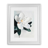 Shop White Magnolia II Art Print-Florals, Green, Hamptons, Portrait, View All, White-framed painted poster wall decor artwork