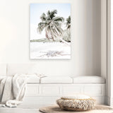 Shop Palm Shadow Photo Canvas Art Print-Boho, Coastal, Green, Hamptons, Photography, Photography Canvas Prints, Portrait, Tropical, View All, White-framed wall decor artwork
