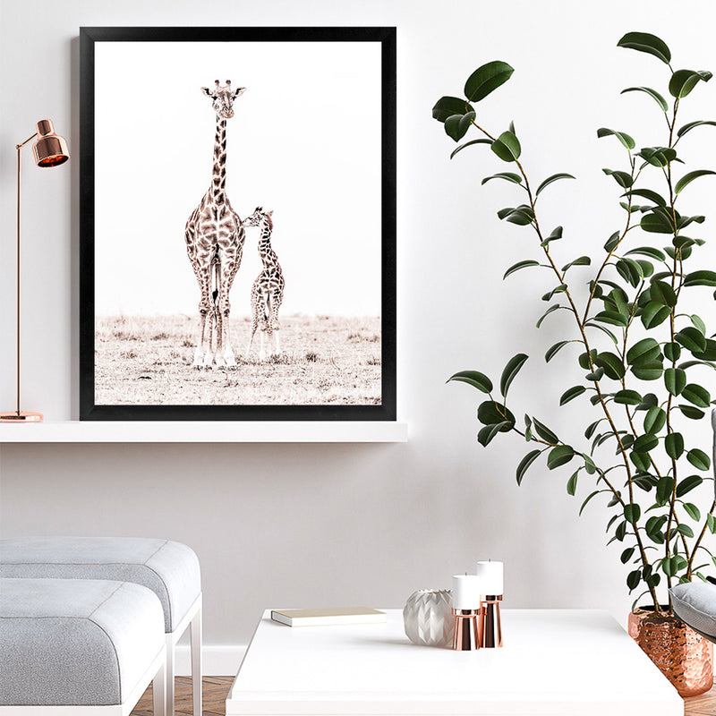 Shop Giraffes I Photo Art Print-Animals, Baby Nursery, Neutrals, Photography, Portrait, View All, White-framed poster wall decor artwork