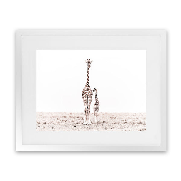 Shop Giraffes II Photo Art Print-Animals, Baby Nursery, Landscape, Neutrals, Photography, View All, White-framed poster wall decor artwork