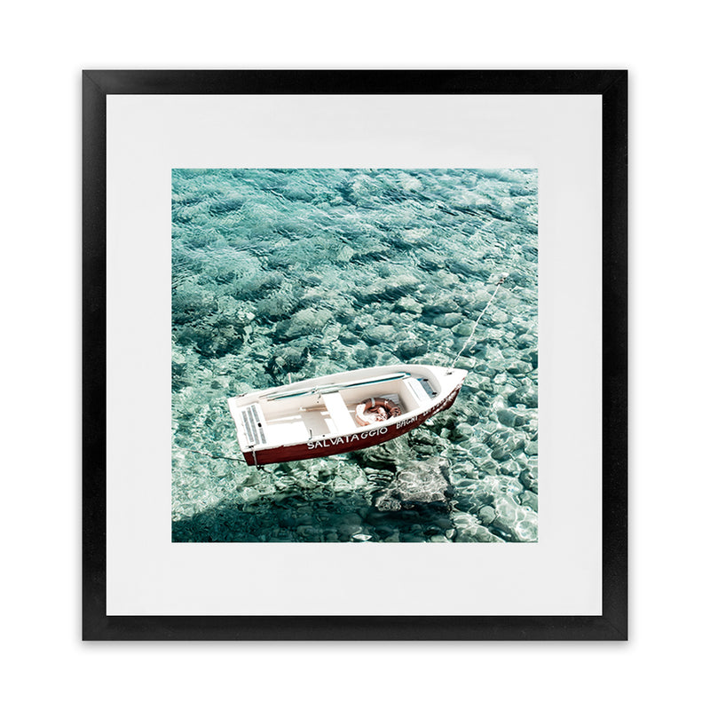 Shop Capri Boat I (Square) Photo Art Print-Blue, Coastal, Green, Photography, Square, View All-framed poster wall decor artwork