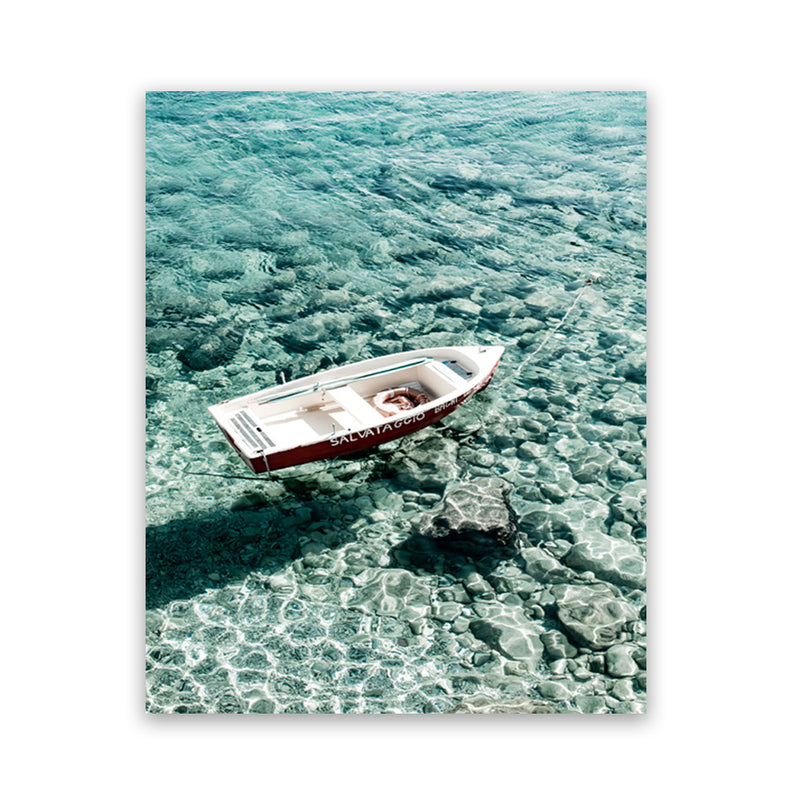 Shop Capri Boat II Photo Art Print-Amalfi Coast Italy, Blue, Coastal, Green, Photography, Portrait, View All-framed poster wall decor artwork