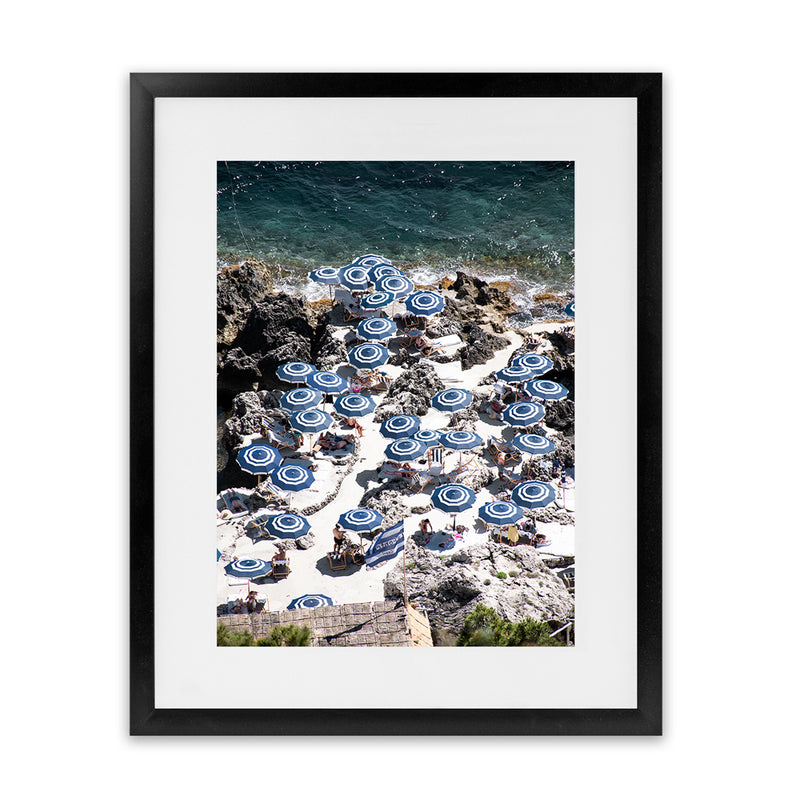 Shop La Fontelina From Above I Photo Art Print-Blue, Coastal, Photography, Portrait, View All-framed poster wall decor artwork