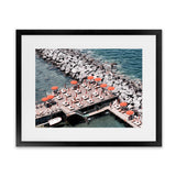 Shop Sorrento Orange Umbrellas I Photo Art Print-Amalfi Coast Italy, Blue, Coastal, Landscape, Orange, Photography, View All-framed poster wall decor artwork