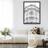 Shop Paris Building B&W I Canvas Art Print-Black, Grey, Hamptons, Portrait, Rectangle, View All, White-framed wall decor artwork