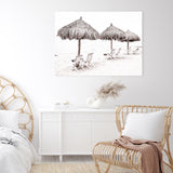Shop Palm Umbrellas Photo Canvas Art Print-Boho, Coastal, Landscape, Neutrals, Photography Canvas Prints, Tropical, View All, White-framed wall decor artwork
