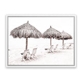 Shop Palm Umbrellas Photo Canvas Art Print-Boho, Coastal, Landscape, Neutrals, Photography Canvas Prints, Tropical, View All, White-framed wall decor artwork
