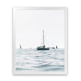 Shop Sailboats Art Print-Blue, Coastal, Hamptons, Portrait, Rectangle, View All, White-framed painted poster wall decor artwork