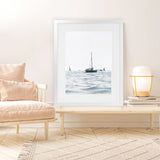Shop Sailboats Art Print-Blue, Coastal, Hamptons, Portrait, Rectangle, View All, White-framed painted poster wall decor artwork