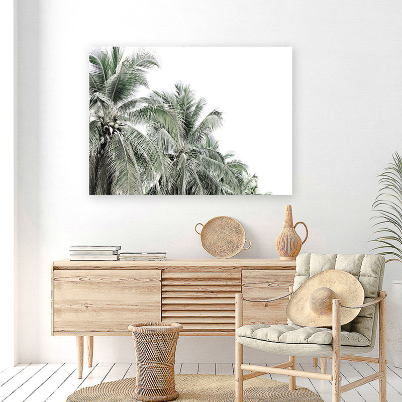 Shop Two Palms Photo Canvas Print-Green, Landscape, Photography Canvas Prints, Tropical, View All, White-framed wall decor artwork