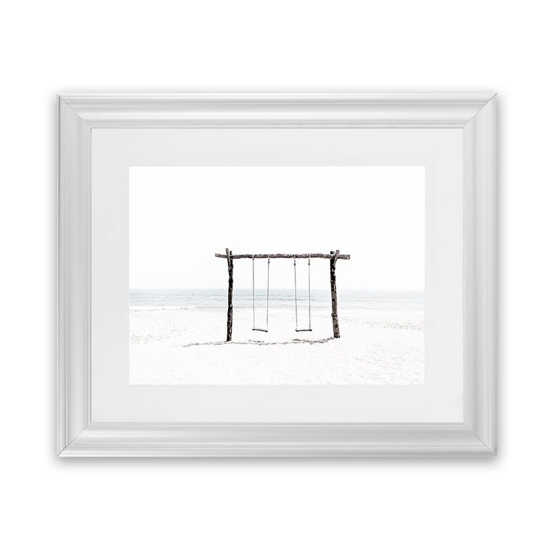 Shop Beach Swing II Photo Art Print-Boho, Coastal, Landscape, Photography, View All, White-framed poster wall decor artwork