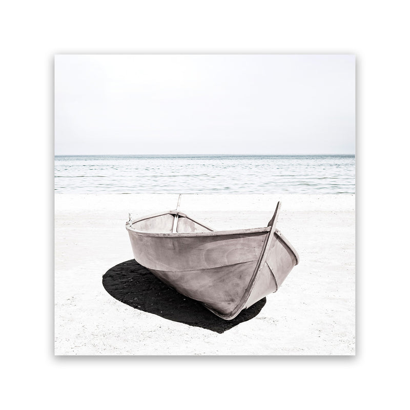 Shop Old Boat (Square) Photo Canvas Art Print-Boho, Coastal, Hamptons, Neutrals, Photography, Photography Canvas Prints, Square, View All, White-framed wall decor artwork