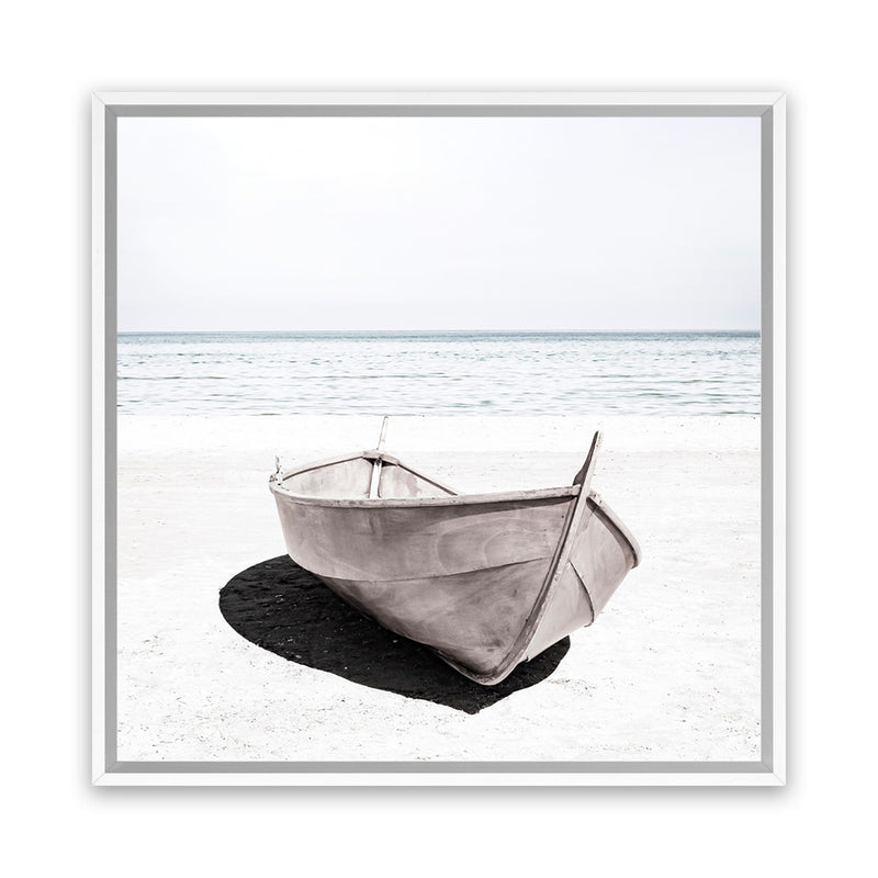 Shop Old Boat (Square) Photo Canvas Art Print-Boho, Coastal, Hamptons, Neutrals, Photography, Photography Canvas Prints, Square, View All, White-framed wall decor artwork