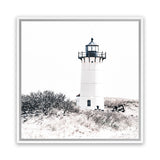 Shop Cape Cod Lighthouse II (Square) Photo Canvas Print-Black, Coastal, Hamptons, Photography Canvas Prints, Square, View All, White-framed wall decor artwork