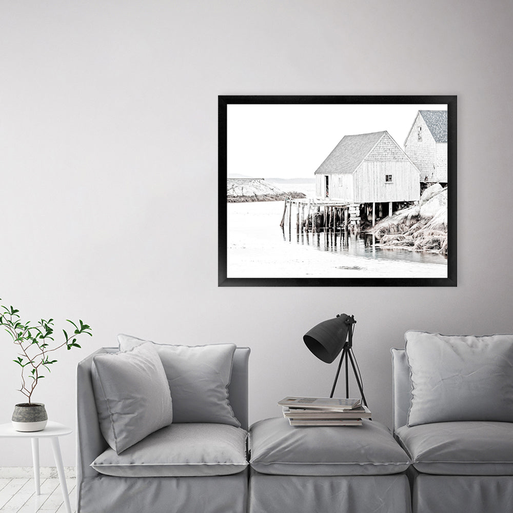 Vintage Fishing Decor Black White Framed Art Prints Wall Decor - Paint –  UnixCanvas