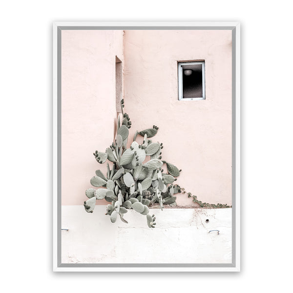 Shop Cacti Villa III Photo Canvas Art Print-Boho, Green, Moroccan Days, Photography, Photography Canvas Prints, Pink, Portrait, Tropical, View All-framed wall decor artwork