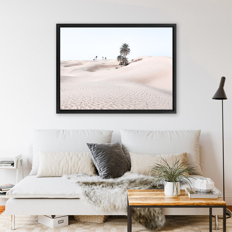 Shop Pastel Desert II Photo Canvas Art Print-Boho, Landscape, Moroccan Days, Neutrals, Photography, Photography Canvas Prints, Pink, Tropical, View All-framed wall decor artwork