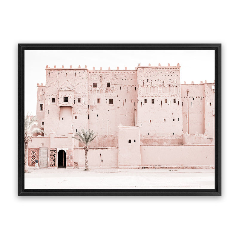 Shop Desert Palace Photo Canvas Art Print-Boho, Landscape, Moroccan Days, Photography, Photography Canvas Prints, Pink, Tropical, View All-framed wall decor artwork