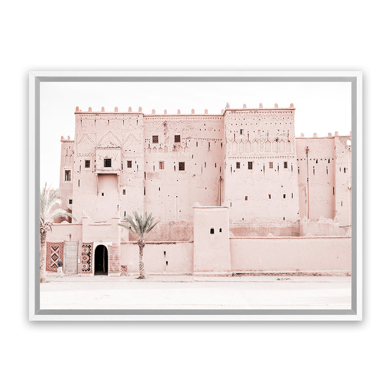 Shop Desert Palace Photo Canvas Art Print-Boho, Landscape, Moroccan Days, Photography, Photography Canvas Prints, Pink, Tropical, View All-framed wall decor artwork