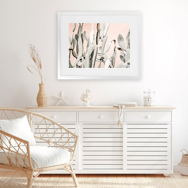 Shop Cacti Dreams Photo Art Print-Boho, Landscape, Moroccan Days, Neutrals, Photography, Pink, Tropical, View All-framed poster wall decor artwork