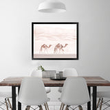 Shop Camel Highway Photo Art Print-Animals, Boho, Landscape, Moroccan Days, Neutrals, Photography, Pink, View All-framed poster wall decor artwork