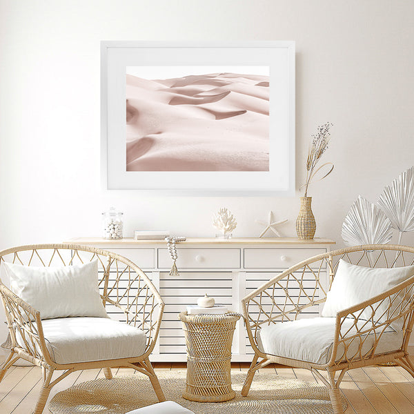 Shop Pastel Dunes Photo Art Print-Boho, Landscape, Moroccan Days, Nature, Photography, Pink, View All-framed poster wall decor artwork