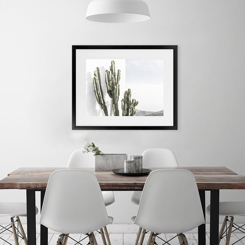 Shop Cactus Summer Photo Art Print-Boho, Botanicals, Green, Landscape, Moroccan Days, Photography, Tropical, View All, White-framed poster wall decor artwork