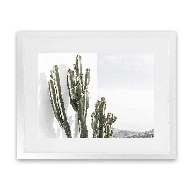 Shop Cactus Summer Photo Art Print-Boho, Botanicals, Green, Landscape, Moroccan Days, Photography, Tropical, View All, White-framed poster wall decor artwork